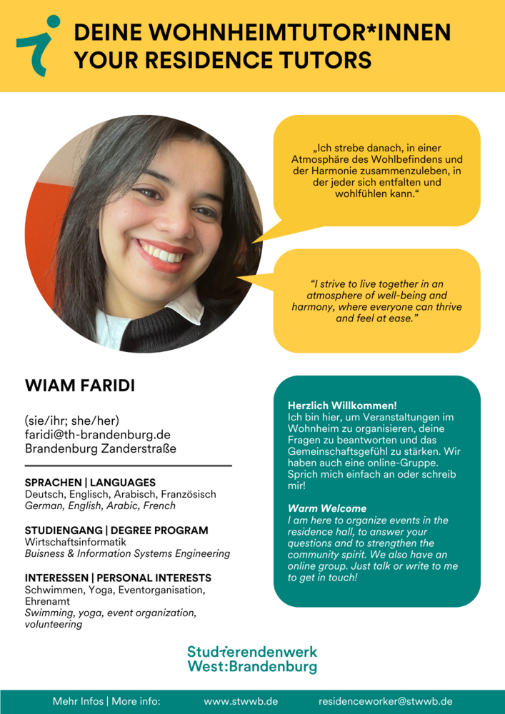 Steckbrief Tutor*in Faridi
