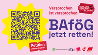 QR-Code zur Online-Petition „Versprochen ist versprochen – BAföG jetzt retten“ auf der Plattform WeAct.