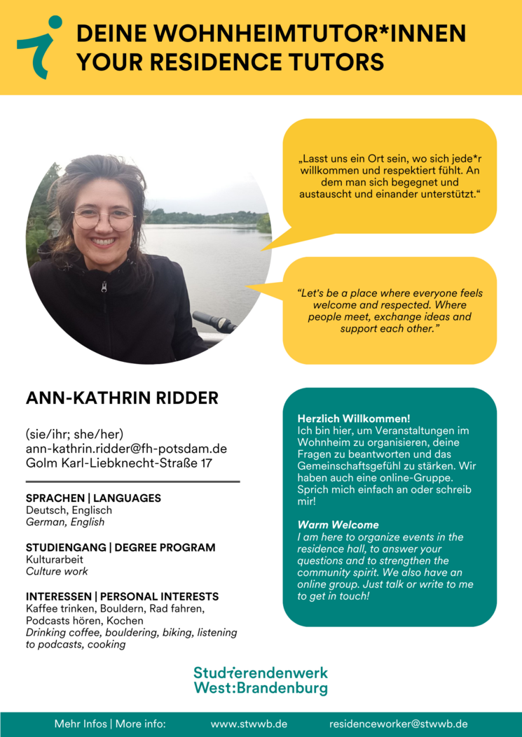 Steckbrief Tutor*in Ridder
