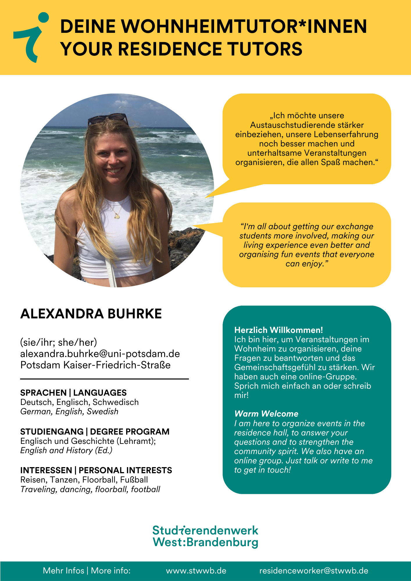 Steckbrief Tutor*in Buhrke